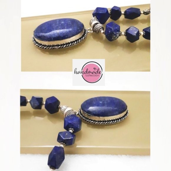 Vintage Necklace Genuine Blue Lapis Lazuli Gemstones 925 Silver Rondelle… - Picture 7 of 13